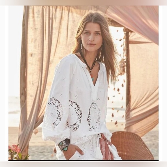 Sundance Tops - NWT Sundance Princesa Crochet Blouse boho eyelet cottage festival beach size XS